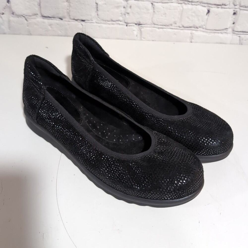 Vaneli Sport Womens Black Print Slip-On Ballet Flat Comfort Loafer Size 7.5